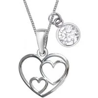 Goldene Hufeisen Herzkette Herz Halskette 925 Silber mit Zirkonia Weiss Rund Kette 45cm
