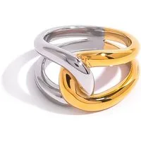 ROUGEMONT Fingerring Damen Ring Bicolor Design Wasserfest Hypoallergen Gr 7 Einheitsgröße, Wasserfest