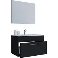 VCM Waschtisch 3 teilig Badmöbel-Set Waschplatz Badinos (Set, 3-St., 1x Unterschrank 1x Waschbecken 1x Spiegel)
