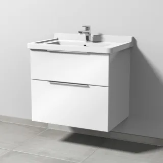 Sanipa 3way Waschtischunterbau zu Duravit Starck 3 Waschtisch mit 2 Auszügen, Weiß-Glanz UF71078