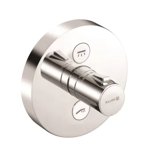 KLUDI PUSH Unterputz-Thermostatarmatur mit Drucktaste für 2 Verbraucher, rund chrom 389120538