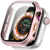 Wigento Smartwatch-Hülle + Schutzglas für Apple Watch Series 11 / 10 42mm KunststoffRose Gold, Schutzhülle aus PC + Panzerglas für Rundumschutz