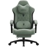 Dowinx Gaming-Stuhl Bürostuhl mit Beheizter Massage Lendenwirbelstütze (Packung), Gamer Stuhl Stoff mit Tasche Frühling Kissen und Fußstütze