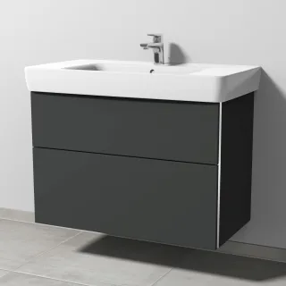 Sanipa 3way Waschtischunterbau zu Geberit Renova Plan Waschtisch mit 2 Auszügen, Graphit-Matt BP8801B