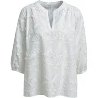 Milano Italy Langarmbluse BLOUSE WITH NECKPANEL AE SLIT, GATH