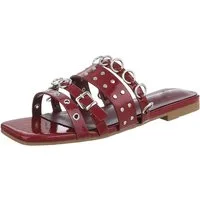 Ital-Design Designer-Sandalen mit Ringen und Nieten für Damen Pantolette (89542825) Blockabsatz Pantoletten in Weinrot