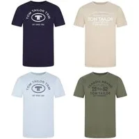 TOM TAILOR T-Shirt Herren Printshirt Regular Fit (Vorteilspack, 4-tlg) Kurzarm Tee Shirt mit Rundhalsausschnitt aus 100% Baumwolle
