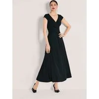 MADELEINE Maxikleid Maxikleid in Wickeloptik Viskosekleid mit V-Ausschnitt, Knöchellänge und Kurzarm