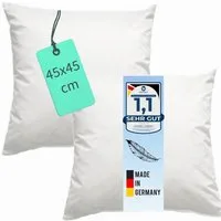 Luxusfeder Kissenfüllung 2er Set Daunenkissen 45x45 cm Daunenfüllung Sofakissen Füllkissen, Made in Germany