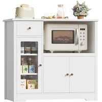 HOMECHO Buffet Küchenschrank weiß Mikrowellenregal mit Schubladen Ablagen