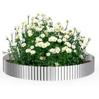 FIVMEN Beetumrandung Rasenkante 5m/10m Beetbegrenzung aus Metall Beeteinfassung, Wellig, 15cm/18 Hoch, Silber/Schwarz