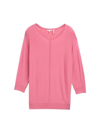 Tom Tailor - Plus Size - Strickpullover mit Fledermausärmeln bright rose - Gr. - 44