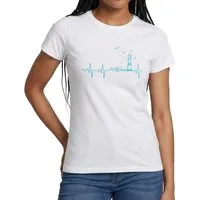 Spreadshirt T-Shirt Küste Meer Leuchtturm Herschlag EKG Moin Frauen T-Shirt (1-tlg)