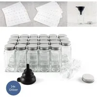 Hanseküche Gewürzbehälter Gewürzgläser Set mit Streueinsatz, Glas, (24 Gewürzgläser, 2-tlg., Set inkl. Zubehör), inkl. Ersatzstreueinsätze, Trichter und Reinigungsbürste