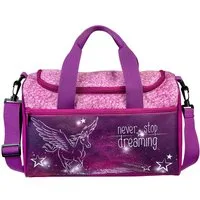 Familando Sporttasche Pegasus, Tasche Violett mit Pferde Motiv, mit verstellbaren Schulterriemen