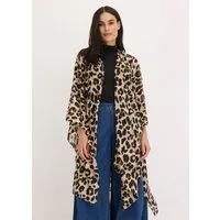 bonprix Strickponcho aus Polyester, figurumspielende Passform, mit Leopardenmuster
