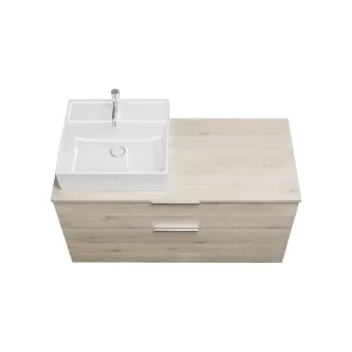 Burgbad Keramik Waschtisch-Set Eqio Eiche Dekor Flanelle/Alpinweiss, SGUQ120LF2632C0001 SGUQ120LF2632C0001