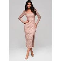 OMBRE Abendkleid Elegantes Spitzenkleid mit langen Ärmeln