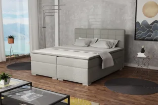 Boxspringbett Schlafzimmerbett FARUK 160x200cm Stoff Aragon Hellgrau