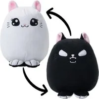 Corimori Kuscheltier „Miso&Mochi“ Stimmungs - Plüschtier zum wenden (Geschenk, Packung, Geschenk), Katzen Wendeplüschtier, Baby Jungen Mädchen, 18cm, schwarz - weiß