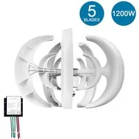 GARRYFIZH Windgenerator mit Laderegler 800W 12V 5-Blatt-Lüfter, 1200 W bei 10m/s, Windkraftanlagen Generator Kit
