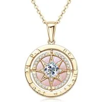 ROUGEMONT Kette mit Anhänger Bezaubernde Damen Kompass Moissanit Halskette 925 sterling Silber, Ausdruck von Stil & Persönlichkeit