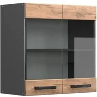 Vicco Glashängeschrank R-Line, Goldkraft Eiche/Anthrazit, 60 cm (1-St)
