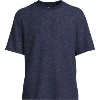 Premium Shirt mit Leinen und Waffelstruktur, Herren,  Blau, Leinen/Polyester-Mischung, by Lands' End