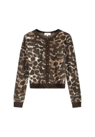 Fabienne Chapot - Strickjacke mit Animal-Print braun - Gr. - S