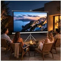 HOMCOM Leinwand mit Stativ, 186 x 105 cm, 84 Zoll, 16:9 HD 4K, mit Stativ, faltbar, 16:9 Seitenverhältnis