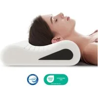 ROYGBIV Nackenstützkissen Orthopädisches Ergonomisches Wellenform Kopfkissen 60×38 cm, Füllung: 38D Memory-Schaum + 60D Stützschaum, Bezug: Atmungsaktiv‑Bezug (weiß), Seitenschläfer, Rückenschläfer, 1-tlg, 3 Zone Höhe-10/7/12 cm, OEKO-TEX, Abnehmbare