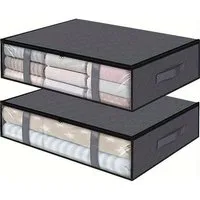 Zaewry Unterbettkommode Unterbett Aufbewahrungsbox mit deckel transparente Aufbewahrungstasche (2 St), Faltbare, für Kleidung, Kissen, Bettdecken und Bettwäsche