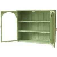 OKWISH Hängeschrank Wandschrank Stauraumschrank, 70 cm Wandhängender Schrank (Hängevitrine mit Glastüren und gewebtem Muster, 3 Ebenen, platzsparend, Für Wohnzimmer, Badezimmer und Flur) Tragkraft: 5 kg pro Ebene