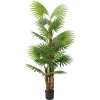 Kunstpflanze Künstliche Palme 160 cm im Topf Fächerpalme Kunstbaum Palme, Arnusa, Höhe 160 cm, realistische Palme Zimmerpflanze