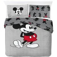 Disney Kinderbettwäsche Disney Mickey Mouse Bettbezug-Set 135x200 cm + Kissenbezug 80x80 cm, Washed Cotton, 2 teilig, 100 % Baumwolle, maschinenwaschbar, wendbar