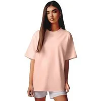Reichstadt Oversize-Shirt Damen Oversized Kurzarmshirt Brand Stick 23RSW044 mit Stitching am Kragen