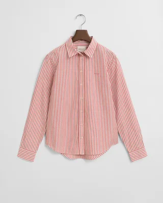 GANT - Regular Fit Classic Popeline Bluse mit Streifen faded brick - Gr. - 42