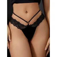 Elegant Love String Sexy Damenunterwäsche – Edler Dessous-Tanga aus feiner Spitze Sinnliche Unterhosen – Femininer Panty Slip mit schmalen Seitenbändern