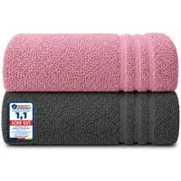 Komfortec Saunatuch 2er Set extra Große - XXL Premium Badetuch-80x200, Frottee (Set, 2-St), extra Große, Baumwolle 100%, Weich, Schnelltrocknend