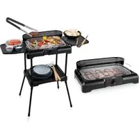 PRINCESS Elektro-Standgrill, 2200 W, Tischgrill Garten-Grill elektrischer Camper Camping-Grill & Grillzange