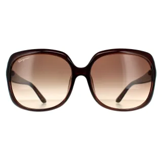 Salvatore Ferragamo Rechteckige Damen Sonnenbrille in Braun mit Farbverlauf