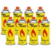Alpen Camping Gaskartusche IK004, 8 St., Isobutan Gaskartusche [400ml] Integriertes Sicherheitsventil