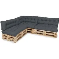 TexDeko Palettenkissen TexDeko Garden 7-TLG Palettenkissen-Set wasserabweisend gesteppt, 3x Palettenkissen (Sitzkissen) + 3x Rückenkissen + 1x Seitenkissen