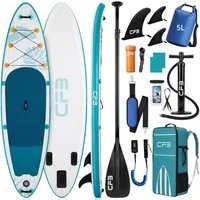 CFB SUP-Board Set 320/335 cm, extra breit, Komplettset, aufblasbares Stand Up Paddle Board, (mit Paddel, Pumpe, Rucksack, 5L Dry Bag und Schultergurt)