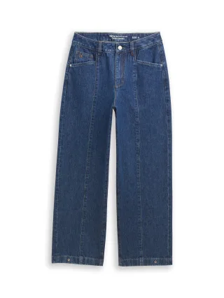 Denim Tom Tailor - TTADEA BARREL Jeans mit verstellbarer Beinöffnung clean dark stone blue denim - Gr. - XL