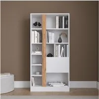 BDR Smart Home Art Bücherregal Lotus Bücherregal, Weiß & Atlantic Pine Elegant, Geräumig, Funktional