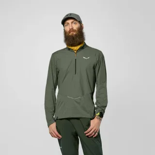 SALEWA - Pedroc Dry'ton Wind Half Zip Langarm Shirt Herren - Grün (Gr.50)