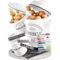 IDEALTASTIC Vorratsdose Premium Kartoffel Aufbewahrung, Zwiebel, Knoblauch Aufbewahrungsbox, Legirter Stahl, langlebig, Extra leicht, (Set, 3-tlg., 3-teiliges Set für Kartoffeln, Zwiebeln & Knoblauch), Kartoffel-Zwiebel-Knoblauch Set, 3-tlg. mit 360°