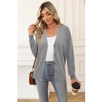Arach&Cloz Strickjacke Damen Cardigan Strickmantel V-Ausschnitt Langarm mit Knöpfen für Frühling Herbst
