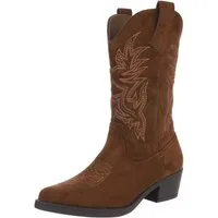 Ital-Design Damen Sneaker mit gepolsterter Innensohle und robustem Halt Westernstiefel (90704162) Blockabsatz Stiefel in Braun